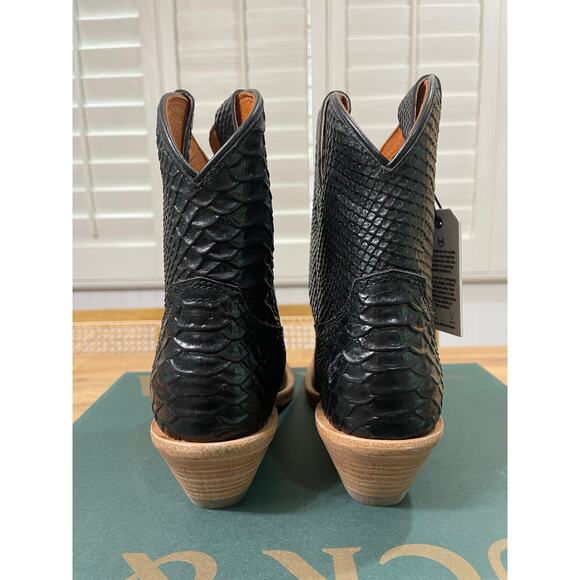 Buck & Brana Austin Anaconda Leather Western Black Booties Boots Size 7.5 NIB - Picture 8 of 13